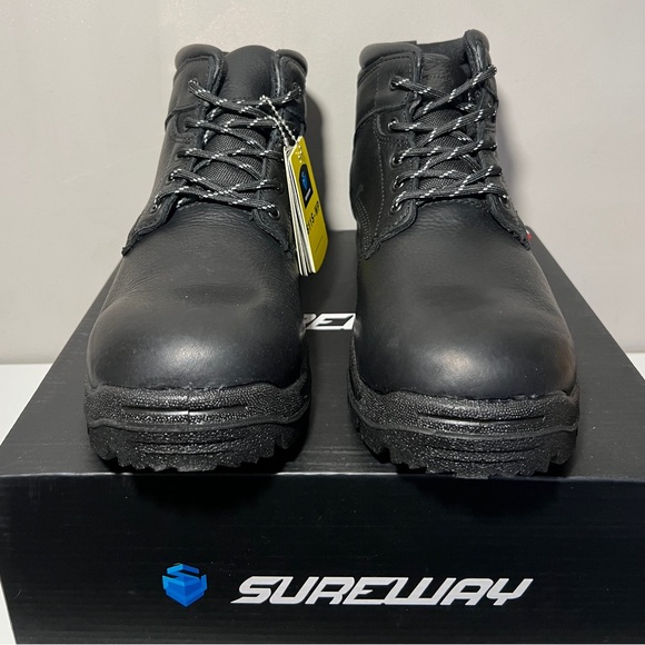 Black Waterproof Steel Toe Leather Slip Resistant Work Boots Size 11 - Picture 3 of 9